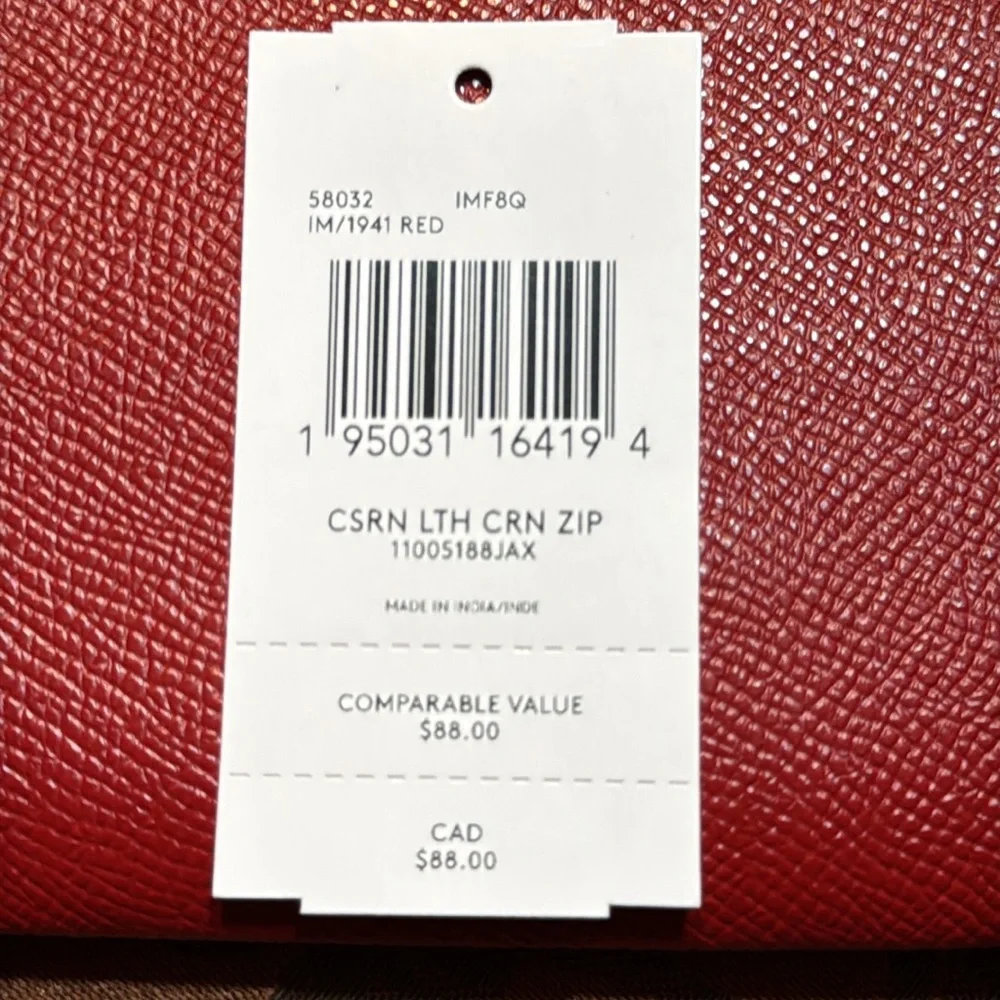 NWT Coach Cherry Red Leather Wristlet - Picture 5 of 8